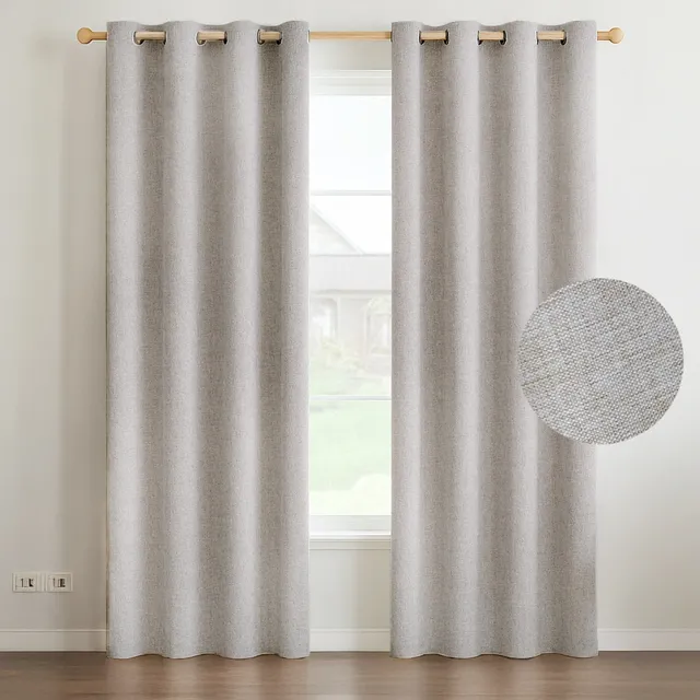 Cortina Blackout 100% Anti Luz, 2 Paños 140x220 Textura Lino