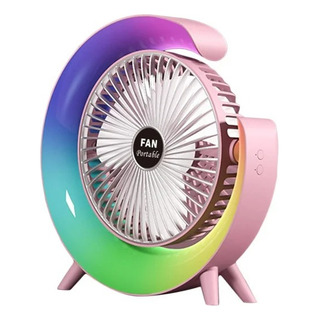 Ventilador Con Lampara 3 Velocidades Recargable Colores Ventilador Con Lampara 3 Velocidades Recargable Colores
