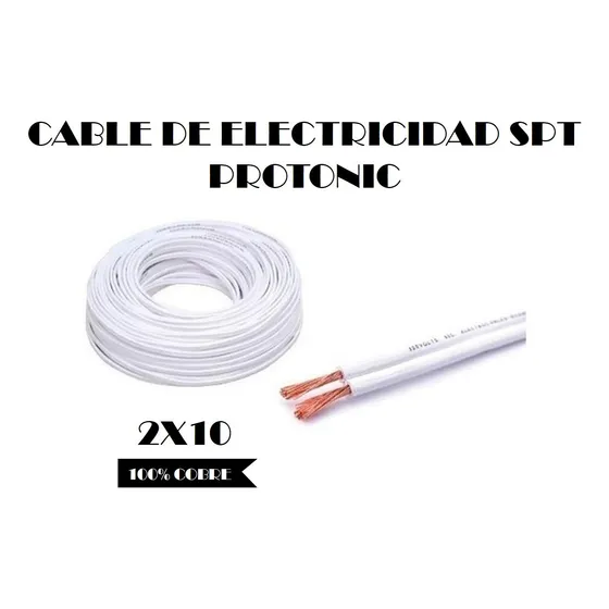 Cable De Electricidad Spt 2x10 - 100% Cobre - Protonic