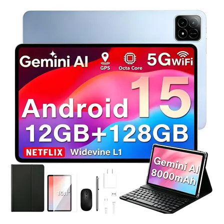 Tablet 10.1 128gb 12gb Ram Kit Capa E Teclado Promoção Azul