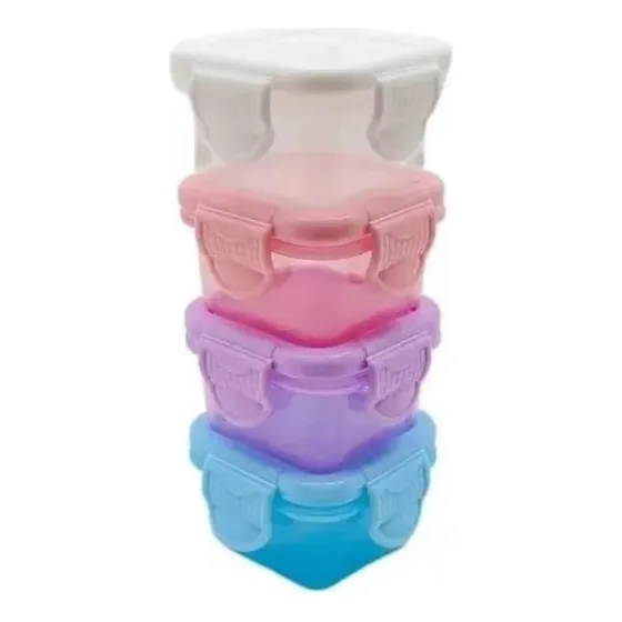 4 Mini Potes Armazenar Alimento Pequeno 50ml Candy Colors