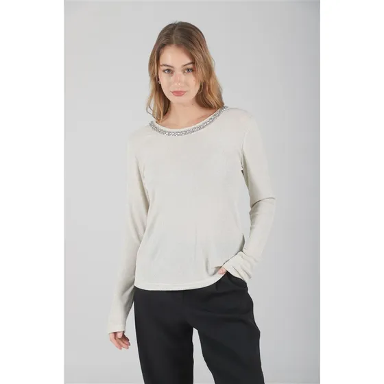 Remera Premium Holly Lurex Con Piedras Manga Larga Gu70074
