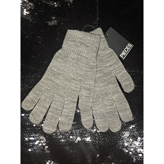 Guantes Pieces Original Brillantes Grises Invierno Nuevos