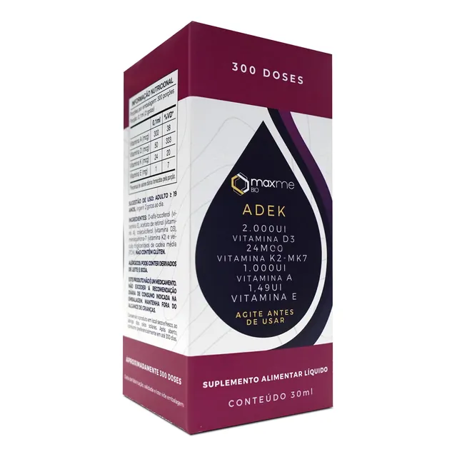 Vitaminas A - D - E - K - Em Gotas - 300 Doses - Maxme.bio