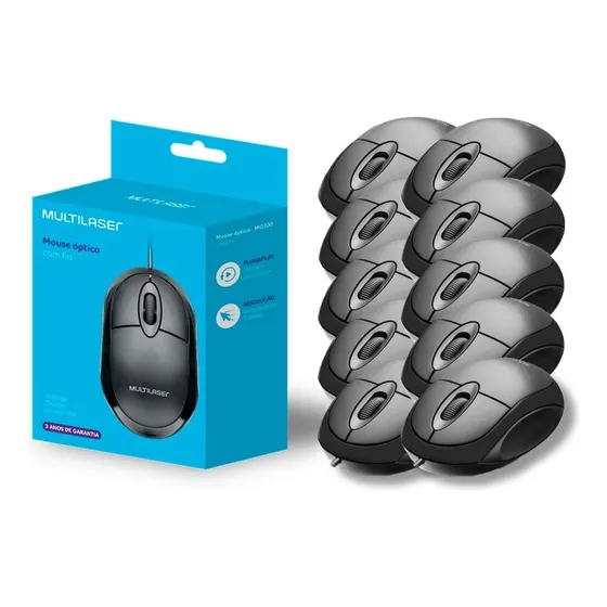Mouse Para Pc Óptico Usb 1200dpi Atacado/revenda Kit Com 10