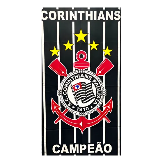 Toalha De Banho Praia Personalizada Listrada Corinthians