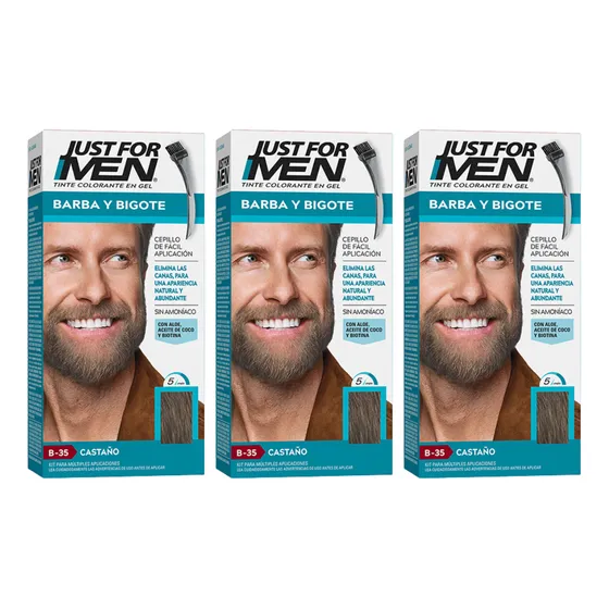 Just For Men Tintura Colorante En Gel Barba Y Bigote X3