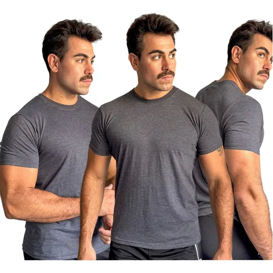 Pack X3 Remeras De Algodon Cuello Redondo Gris Oscuro- Isu