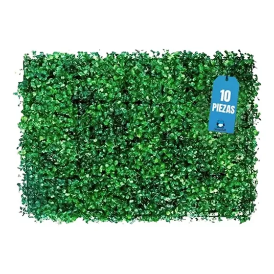 Muro Verde Follaje Artificial Sintético 10 Pzs Por Paquete Shopmall