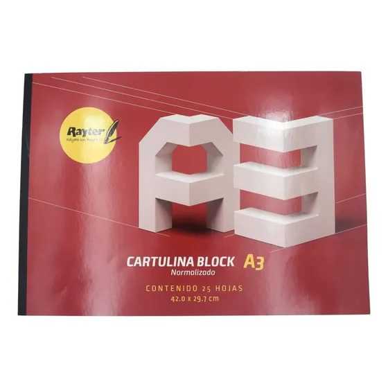 Block Dibujo Cartulina A3 Normalizado Rayter Con 25 Hojas