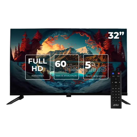 Monitor LED Aitek 32" Full HD 1920x1080 60Hz 5ms HDMI VGA USB