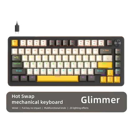 Teclado Mecánico K82 75% Cable Hot Swap Glimmer Red Switch Inglés Us