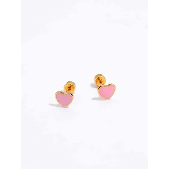 Aros Aretes Tope Diseño Corazón - Acero Quirurgico
