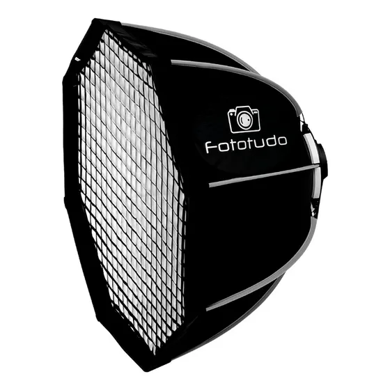 Difusor Fotográfico Softbox Fototudo Ft-8120 Diâmetro 120cm Do 15cm Branco Com Interior Prateado