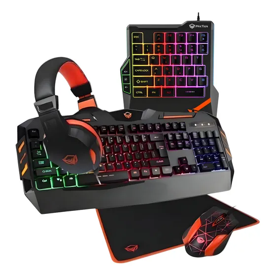 Combo Gamer Meetion: 2teclados+auricular+mouse+mousepad Teclado Negro