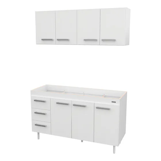 Combo mueble de cocina 1,40m Mosconi Express sin bacha color blanco