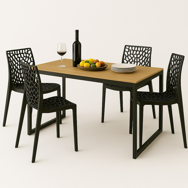 Conjunto Sala Jantar 1,50x60 + 4 Cadeiras Gruvyer Industrial Conjunto Sala Jantar 1,50x60 + 4 Cadeiras Gruvyer Industrial