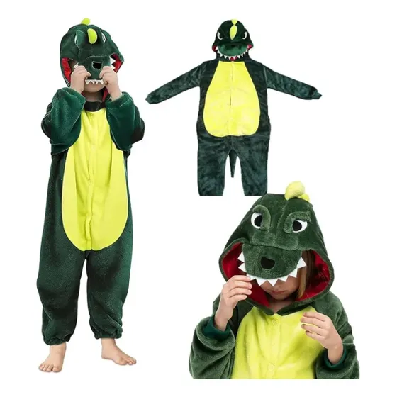 Pijama Dinosaurio Enterizo Abrigado Infantil Disfraz Niños