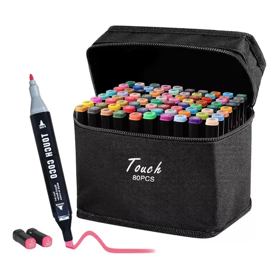 Fibras Fibrones Marcadores Plumones Doble Punta Colores X80