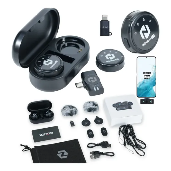 Zcco S3 Microfone Duplo Sem Fio Magnética Vem Com 2lapela Preto