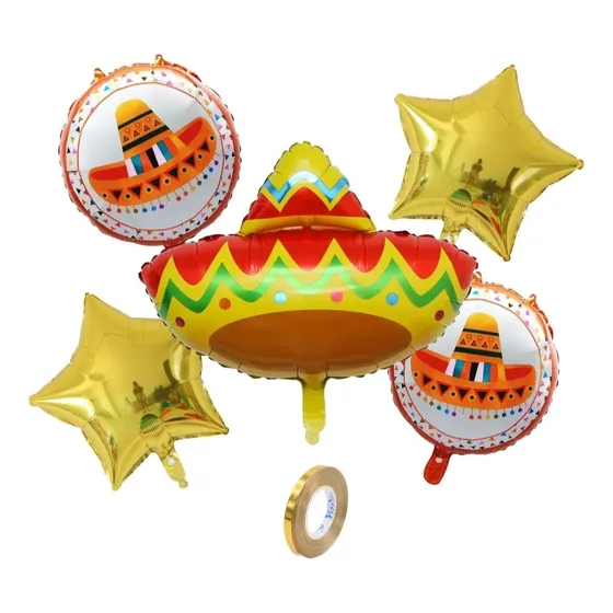 Set Globo Sombrero Mexicano X 5