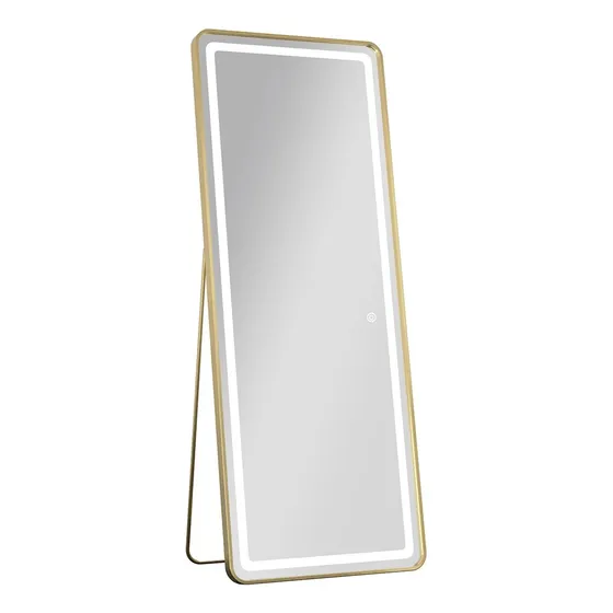 Espejo Vertical Idco 50 X 140 Cm C/luz Blanca Color Oro