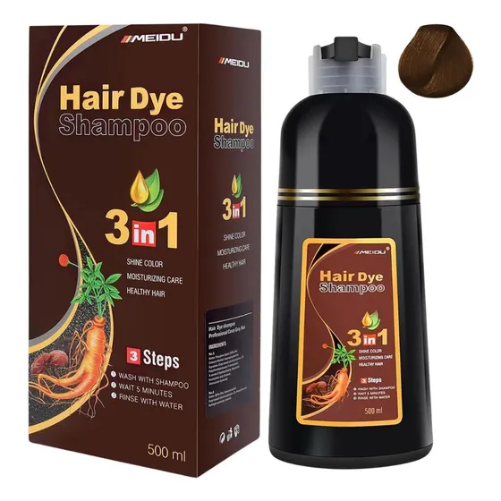 Meidu Shampoo Tinte Para Cabello 100% Natural Cubre Canas