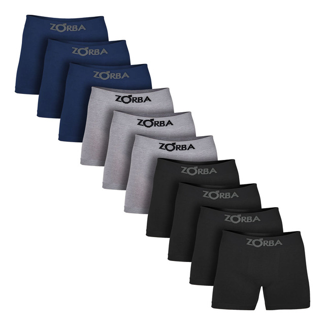Kit Com 10 Cuecas Boxer Algodão Sem Costura Zorba Kit Com 10 Cuecas Boxer Algodão Sem Costura Zorba