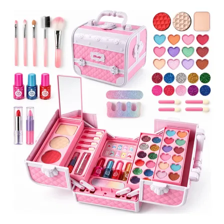 Kit Maleta Maquiagem Infantil Completa Menina Rosa Lavavel Rosa