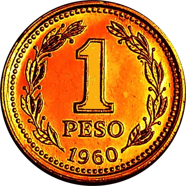 Argentina Moneda De 1 Peso Del Año 1960 Con Baño De Oro 24k 