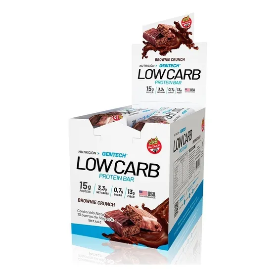 Barras De Proteina Low Carb Gentech Caja 10 Uni - 3.3g Carbo