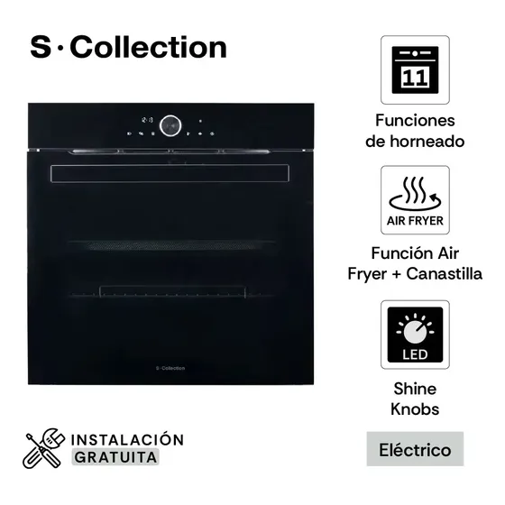 Horno Empotrable S-collection Pure Black Air Fryer Eléct 75l Color Negro | Cuotas sin interés