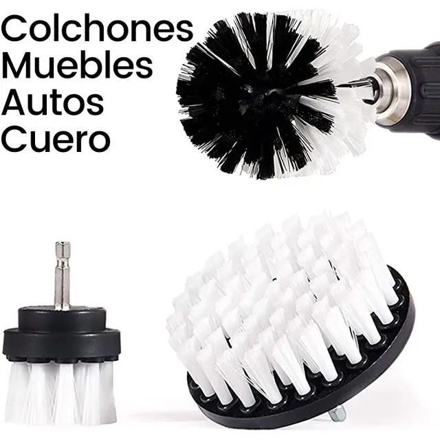 Kit Cepillos Taladro Limpieza Cogineria Tapiceria Muebles