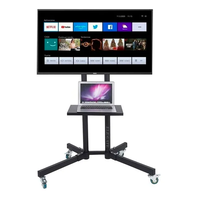 Soporte de piso para pantallas de 32 “a 70”, altura ajustable de 43" a 63" Ele-Gate