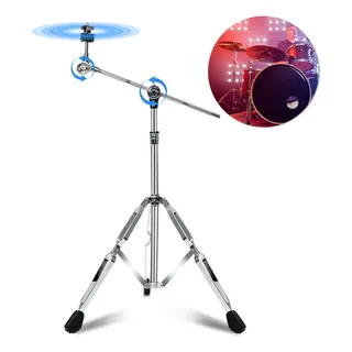 Estante Bateria Premium Percussao Ferragens Pedestal Prato Prateado