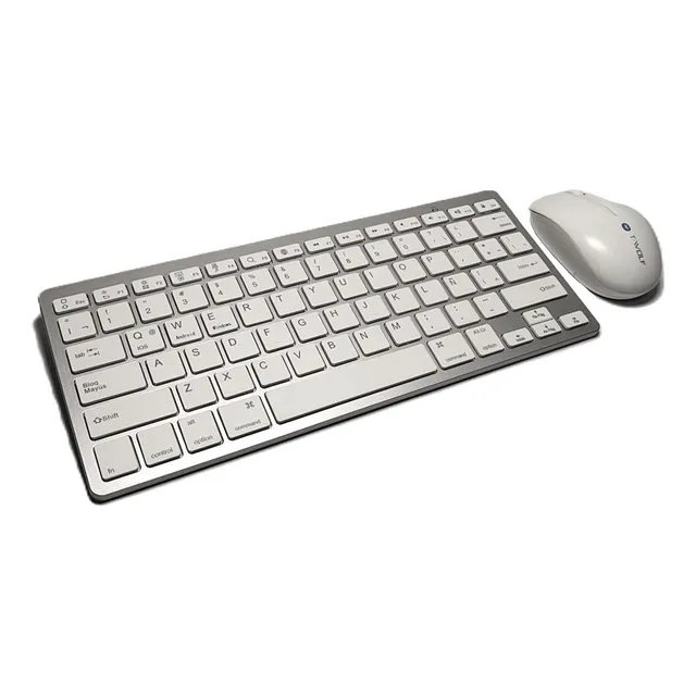 Combo Teclado Mouse Bluetooth Español Ñ Android Win Apple Color Blanco
