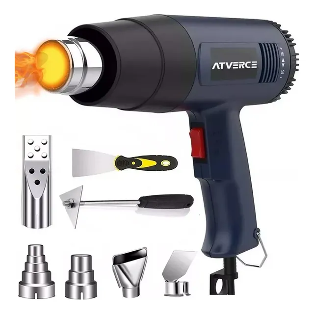 ATVERCE Pistola Eléctrica Calor Temperatura Ajustable 2000w Boquilla