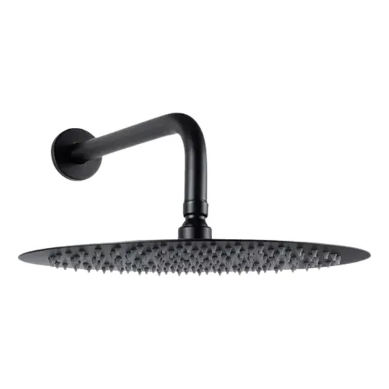 Regadera Redonda 8    Acero Inox. Negro Mate Con Tubo Roseta