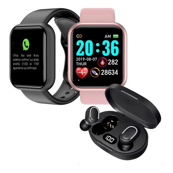 Relógio Smart Digital D20 Masculino Feminino + Fone S/fio