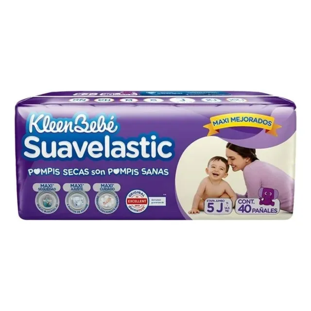 2 Pzs Pañales Para Bebe Kleenbebé Suavelastic Etapa 5 Jumbo