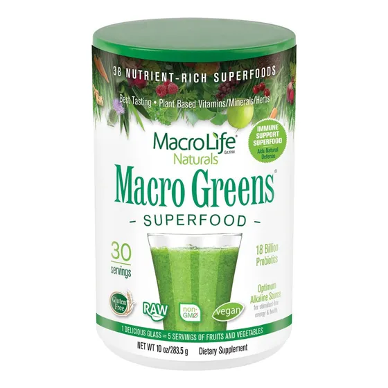 Suplemento Macrolife Naturals Macro Greens, 300 Ml, 30 Porci