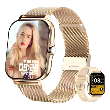 Smartwatch Bluetooth Homen Mulhere Relógio Inteligente Ouro Dourado