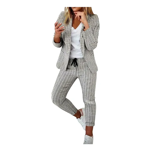 Conjunto Blazer 2 Pieza Manga Larga Frente Abierto Traje