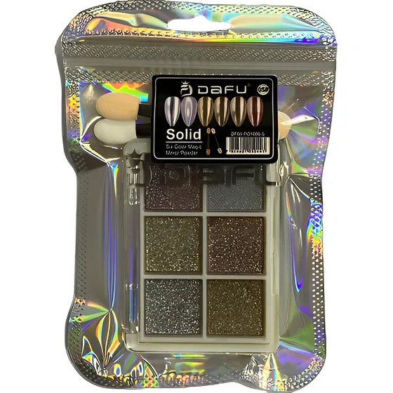 Paleta Pó Cromado Glitter Para Unha Espelho Mágico Dafu