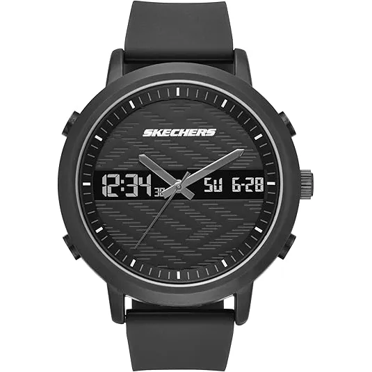 Skechers Reloj Analógico-digital Para Hombre, Lawndale Negro