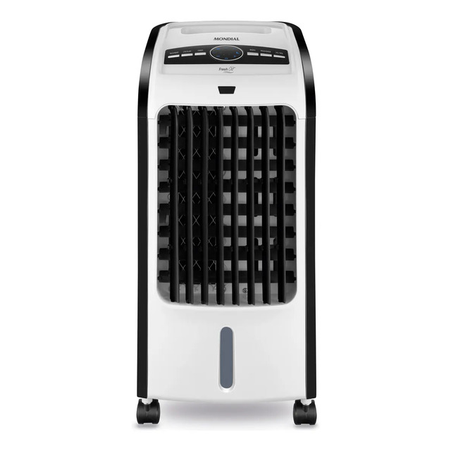 Climatizador de ar Mondial Fresh Air CL-03 na cor branca com grade frontal preta e painel superior de controle