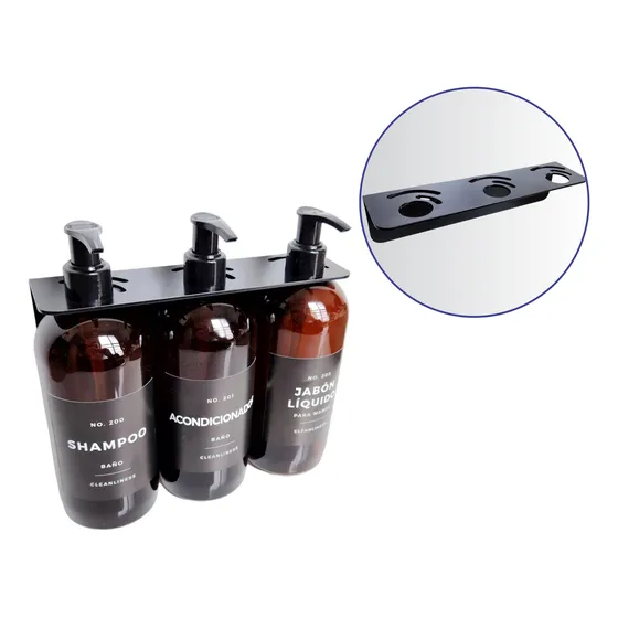 Dispenser Shampoo Acondicionador Jabon Soporte Pared 3x500ml
