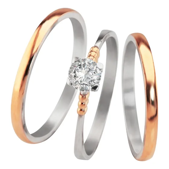 Alianzas 2mm Con Anillo Cintillo Plata Y Oro Rose Casamiento