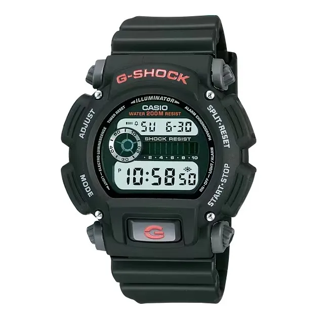 Reloj Casio Modelo Dw-9052-1v Sumergible 200 Metros Color De La Malla Ne Color Del Bisel Negro Color Del Fondo Gris