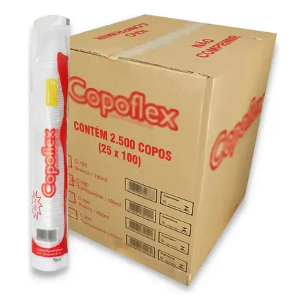 Copo 200ml Flex Transparente Descartável Ps 2500 Copos Full